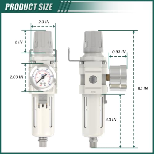 1/2"NPT Air Filter Pressure Regulator Combo, AW4000-04 - size: 1/2"NPT (Semi-Auto Drain)