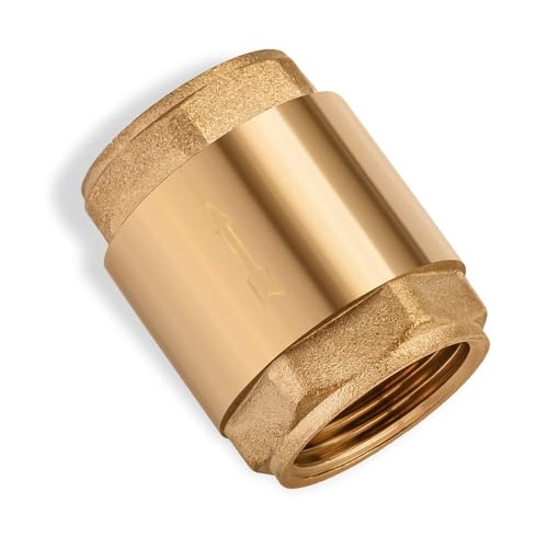 Brass 3/4" NPT Spring Check Valve – One-Way Backflow Preventer with 3/4 Inch NPT Female Thread – In-Line Non-Return Brass Check Valves for Water, Oil, Air Systems (Pack of 1) - size: 0.75 Inch