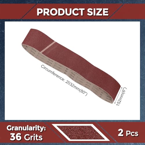 2 Pcs Sanding Belts 6 x 80 Inch 36 Grit Aluminum Oxide - size: 6 x 80 Inch(36 Grits)