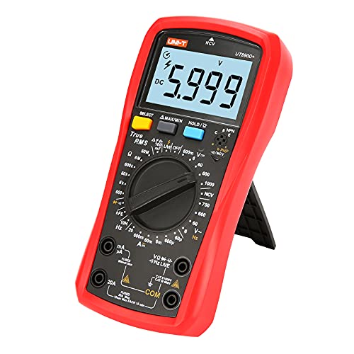 UNI-T Digital Multimeter Tester UT890D+ True RMS 6000 Counts Live Test Volt Ohm Meter, Voltage Ac Dc Current Amp Capacitor Tester hFE Diode Continuity NCV for Automotive HVAC - size: UT890D+