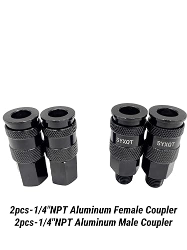 1/4-inch air hose fittings,air compressor quick connect fittings,15 Pieces Air Coupler and Plug Kit,Heavy Duty Aluminum,Lightweight Connector Set,Black - color: Black