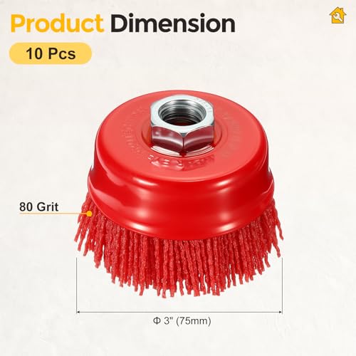 10pcs 3in Wire Cup Brush for Angle Grinder, 5/8"-11 Arbor, 80 Grit - size: 3 Inch