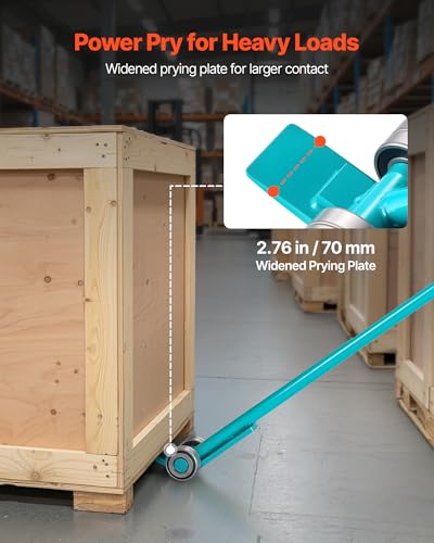 VEVOR Prylever Bar, 4T/8818LBS Load Capacity, 4.5FT Length Steel Handle Lever Dollyr with 2.8'' Wheels for Large Pallets, Heavy Items, Concrete Blocks, Heavy Duty Equipment Handling - size: 4T-4.7FT