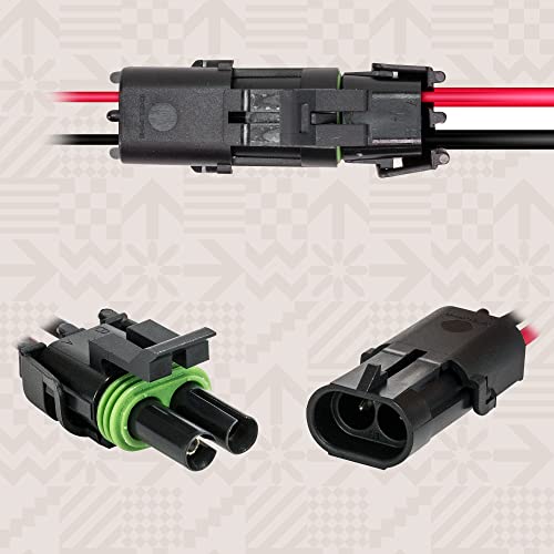 TRUE MODS 2-Wire Weather Pack Connector Kit 16 AWG 10in Wires Assembled - color: 2-Way 16 AWG, size: 1 Pack