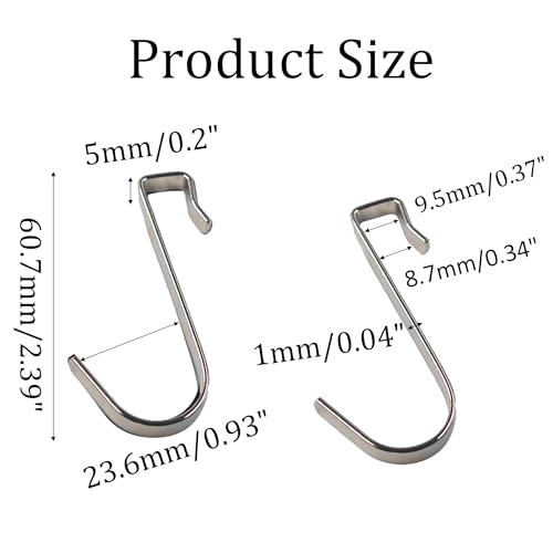 20Pcs J Shaped Stainless Steel Hanger Hook,Clip-on Wire Rack Hook, Hanging Sink Grid Hooks Wire Shelf Hooks for Kitchen Bedroom Office, Silver - color: Silver, size: 0.34"