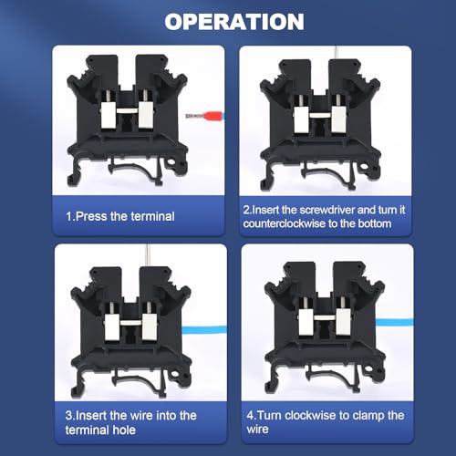 100PCS Black UK5N Terminal Block DIN Rail Terminal Blocks - Application for 24-10AWG 800V Electrical Cabinets Distribution Box,Solar Power System,PLC Industrial Control Automation Panel DIY CNC RV - color: UK5N Black
