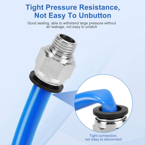 CNAODUN 12 Pcs Push to Connect Fittings 1/2 Inch Tube OD x 1/4 Inch NPT Thread Pneumatic Male Straight and Elbow Quick Connect Air line fittings - size: 1/2"OD x 1/4"NPT
