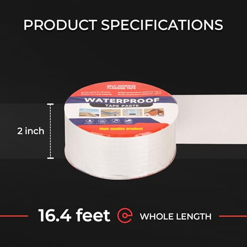 Butyl Waterproof Tape - 2" W x 16.4' L Aluminum Foil Tape with Butyl Rubber Adhesive for Window Caulking, Boat Sealing, Roof Patching - Silver - size: 2" W X 16.4' L