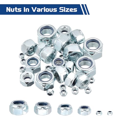 5Pcs 5/8"-18 Nylon Locking Hex Nuts CarbonSteel Blue and White - color: Blue and Whtie, size: 5/8"-18