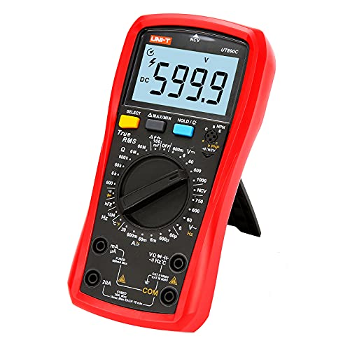 UNI-T Multimeter Kit UT890C True RMS 6000Counts Volt Meter Ohmmeter, Ac Dc Voltage Current Amp Capacitance Meter Temperature hFE Diode Continuity Test NCV for Automotive HVAC - size: UT890C