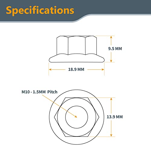 POWERTEC QLN1202 Serrated Flange Hex Lock (M10) Nuts | Premium Carbon Steel Zinc Plated Fasteners – 25 Pack - style: Flange M10