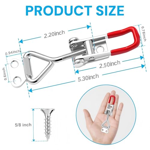 4 Pack Toggle Latch Clamp 4002, 304 Stainless Steel Adjustable Toggle Latch, 330Lbs Holding Capacity,Quick Release Pull Latch,for Lid Jig, Smoker Door, Tool Box, Case Trunk(without Padlock) - style: 4002-without padlock