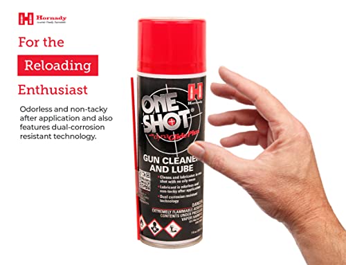 Hornady One Shot Gun Cleaner and Case Lube, 10 oz – Aerosol Dry Lube, With DynaGlide Plus – Clean, Non-Sticky and Easy to Use – Contains No Petroleum, Won't Contaminate Powder or Primers
