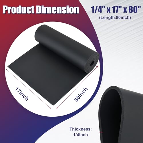 NYXOVA 1/4" x 17" x 80" Neoprene Sponge Foam Sheet Roll, Closed Cell Foam - size: 1/4" x 17" x 80"
