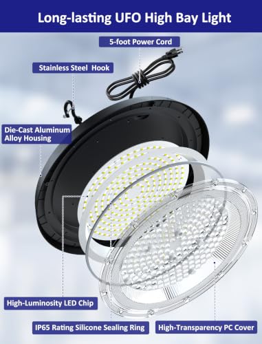 400W UFO High Bay Lights 60000LM LED Shop Light Plug & Play 6 Pack