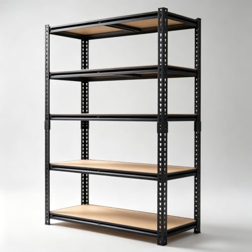Garage Storage Shelves Heavy Duty Garage Shelving Units 60" x 28" x 12"in Metal Shelving 5 Tier Adjustable Rack Shelfs 2000LBS Suitable For Garage Basements, Warehouses, Kitchens, and Storage Rooms - size: 60" H x 28" W x 12" D