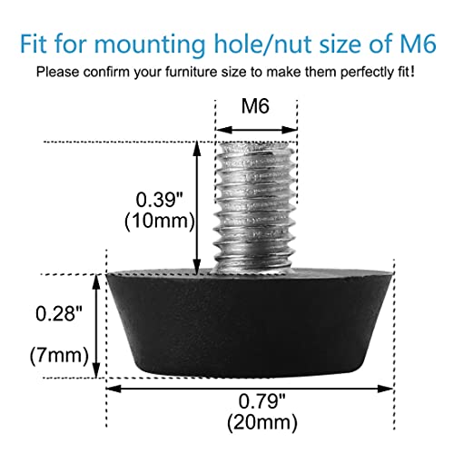 uxcell M6 x 10 x 20mm Furniture Glide Leveling Feet Adjustable Leveler Floor Protector for Chair Sofa Leg 10 Pack