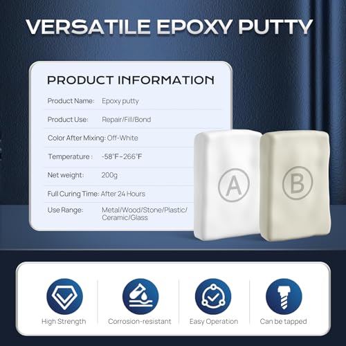 Boncart High Strength AB Epoxy Putty, 200g Steel Reinforced Repair Filler - color: 200g, White