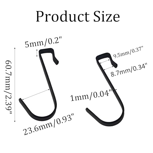 20Pcs J Shaped Stainless Steel Hanger Hook,Clip-on Wire Rack Hook, Hanging Sink Grid Hooks Wire Shelf Hooks for Kitchen Bedroom Office,Black - color: Black, size: 0.34"