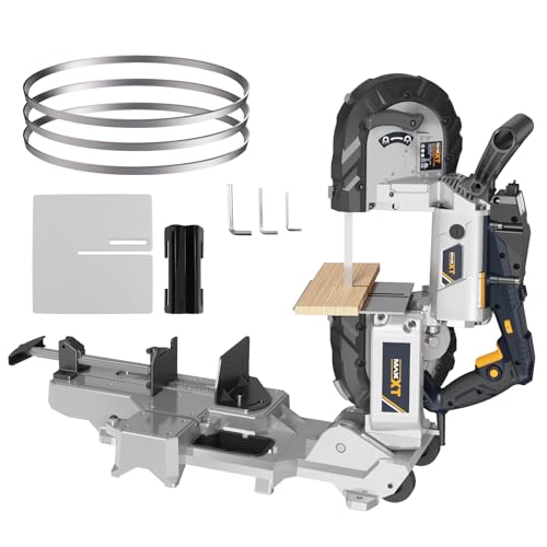 MAXXT 2-in-1 Band Saw with Table Saw Base, 10A 5-Inch Deep Cut Portable Band Saw, Lightweight Aluminum Body, Variable Speed, Handheld Multi-Purpose Portable Saw with Rolling Base for Metal & Wood - color: Bandsaw With Table Saw