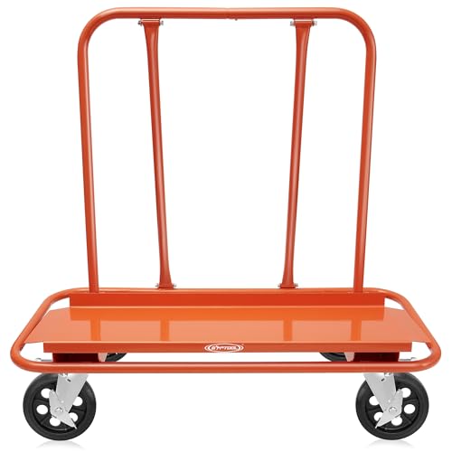 GypTool Heavy Duty Drywall Sheet Cart & Panel Dolly with 4 Swivel Wheels - Orange