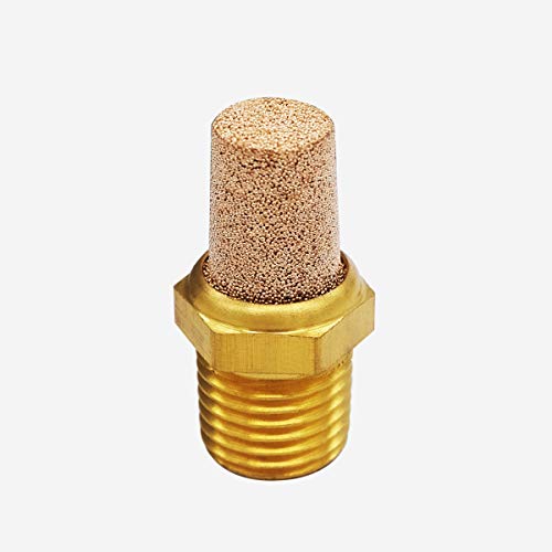 mxuteuk 5pcs 1/4" NPT Brass Pneumatic Muffler Filter Noise Silencer, Hex Sintered Silencer Air Line Fitting XYQ-G-(1-4) - size: 1/4" NPT (5 pcs)