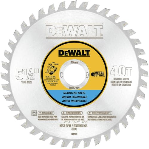 DEWALT Circular Saw Blade, 5 1/2 Inch, 30 Tooth, Stainless Steel Metal Cutting (DWA7771) - size: 5-1/2" / 40 Teeth