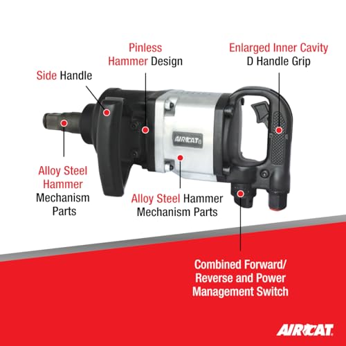 AIRCAT 1992-1 1" Straight Impact Wrench - style: Standard Anvil