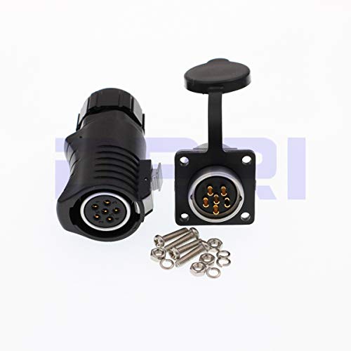 LP20 6 Pin Female Power Industrial Quick-Disconnected Plug and Socket LED Outdoor Waterproof Bulkhead Connector - color: Feamle plug & male socket, size: LP20 6F