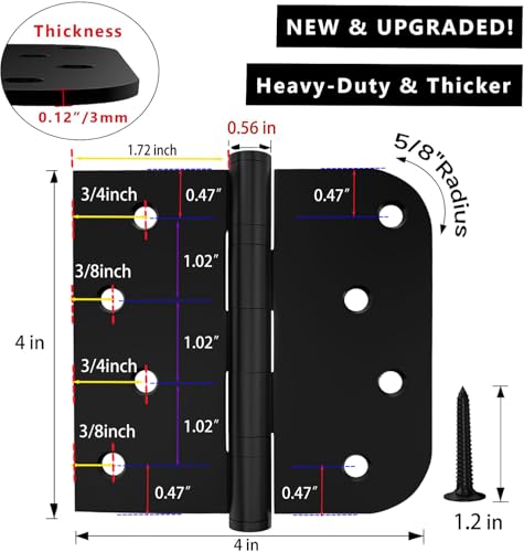 Ball Bearing Door Hinges, 4 x 4 Inch Stainless Steel Matte Black, 3 Pack - color: Matte Black - 03, size: 4 inch - 3 pack