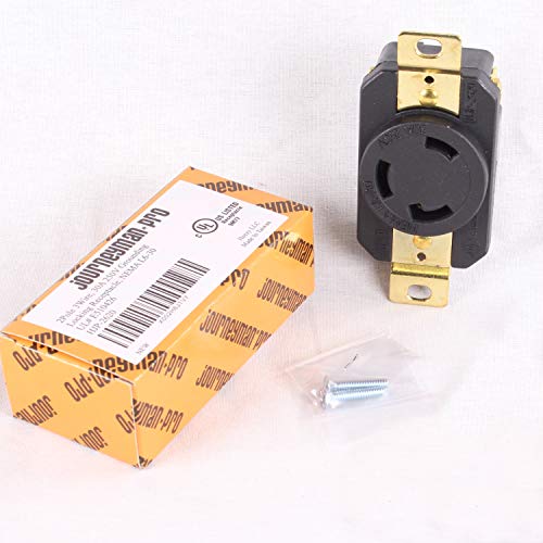 Journeyman-Pro 2620, NEMA L6-30R, 30A 250 Volt, Flush Mounting Locking Receptacle Socket/Outlet, Black Industrial Grade, Grounding Welding/Generator Rated 7500 Watts (1, 2620) - size: 2620