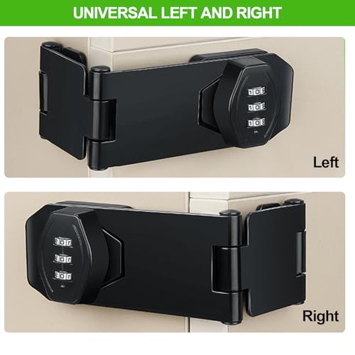 2 Pack Password Rotary Hasp Locks, Collapsible Solid 304 Stainless Steel - color: 2 Pack(Combination Lock) Black