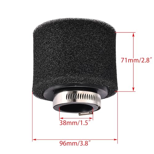 WOOSTAR 38mm Foam Air Filter Cleaner Straight Neck Tube Replacement for 4 Stroke 50cc 70cc 90cc 110cc 125cc Dirt Pit Bike ATV 4 Wheeler Quad Go Kart Scooter Black - color: Black Straight, size: 38mm