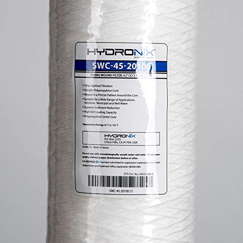 Hydronix - SWC-45-20100/1 SWC-45-20100 String Wound Filter 4.5" OD X 20" Length, 100 Micron White