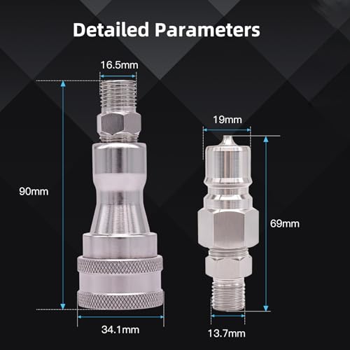 2PCS M14 to M16 Hydraulic Quick Connect Adapter, Metric M14 Female M16 Male Hydraulic Fitting for AGT Mini Excavator Hydraulic Hose