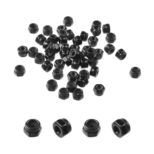 100Pcs M6 x 1.0mm Carbon Steel Hex Lock Nuts, Nylon Insert Self-Locking Nut - size: M6x1