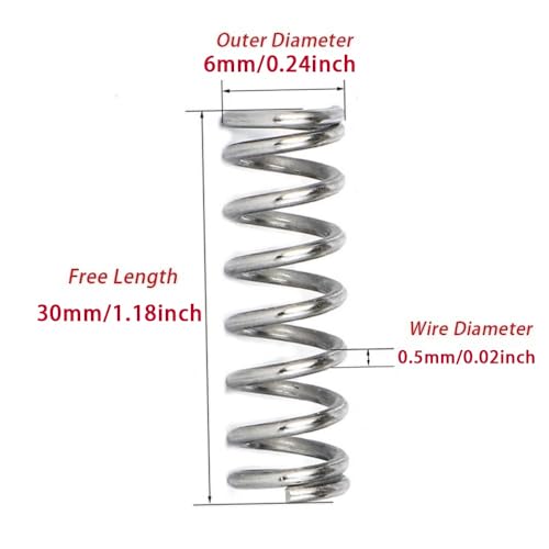 150pcs Compression Springs, 304 Stainless Steel Small Pen Spring, Length 10-30mm, OD 4-6mm, Wire Diameter 0.3-0.5mm (Color : 150pcs, Size : 0.5 * 6 * 30mm) - size: 0.5*6*30mm