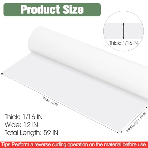 ToLanbbt Self Adhesive EVA Foam Roll - 1/16” Thick, 12” x 59” White Closed Cell EVA Foam Sheets, Weatherproof Soundproof Padding for Automotive, Cabinet, Furniture, Crafts, DIY - color: White, size: 12 in x 59 in x 1/16 in