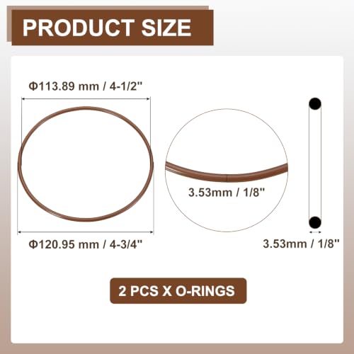 Fluorine Rubber O-Rings 4-3/4" OD, 4-1/2" ID, 1/8" Width 2PCS - size: 4-3/4" OD, 4-1/2" ID, 1/8" Width
