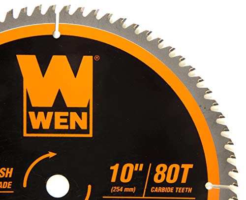 WEN BL1080 10-Inch 80-Tooth Carbide-Tipped Ultra-Fine Finish Professional Woodworking Saw Blade for Miter Saws and Table Saws - style: Basic
