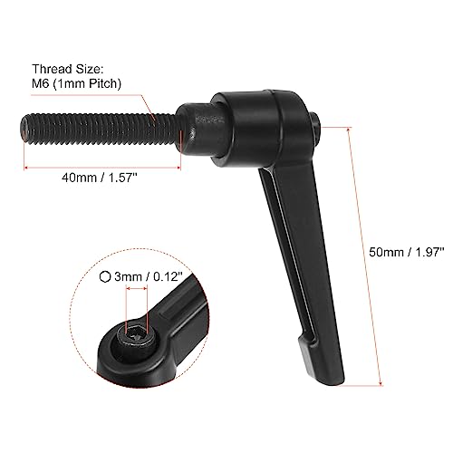 HARFINGTON 6pcs Adjustable Clamping Lever Handles M6 x 40mm Male Thread Bolt Knobs Rotating Screw Locking Quick Release Ratchet Push Button Handle, Black - size: M6 x 40mm