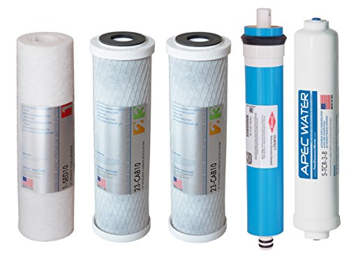 APEC Water FILTER-MAX90-38, RO Replacement Filter Set, US Made, 90 GPD - style: Complete Filter Set + 3/8" output