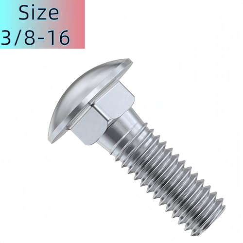 SANTIE 3/8"-16 x 1-1/4" Stainless Steel Carriage Bolts 25 Pieces - size: 3/8"-16 X 1-1/4"(25pc)