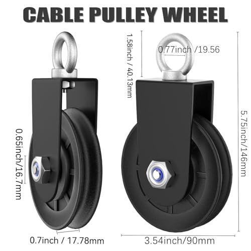 GardenNow Silent Gym Cable Pulley Wheel for Home DIY Gym Pulley System, Upgraded Heavy-Duty Bracket, 3.54 in/90 mm Gym Pulley for Maximum 660LBS Load, Compatible with LAT Pulldown& Cable Exercises - color: black, size: 2