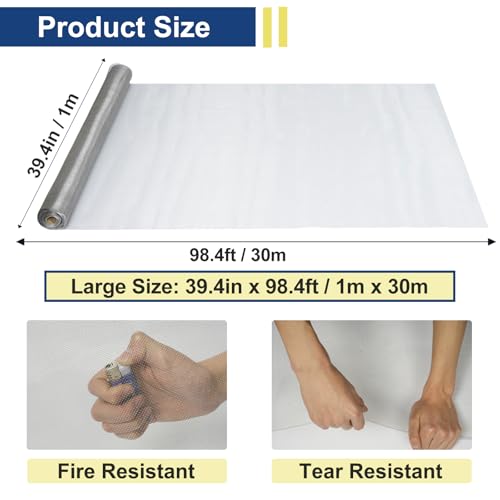 304 Stainless Steel Window Security Screen Mesh Roll, 39.4in x 98ft