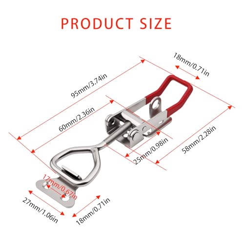 4pcs 4001 Toggle Latch Clamp with Lockhole, 304 Stainless Steel Adjustable Quick Release Pull Latch for Smoker Lid, Tool Box, 220Lbs Holding Capacity