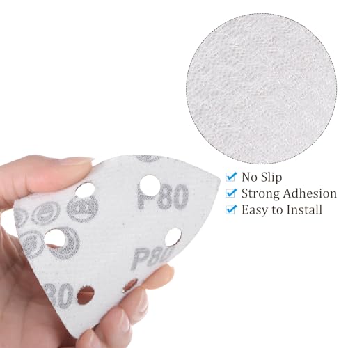50pcs Mouse Sander Detail Sandpaper 80Grit 3-1/2" Triangle - size: 80 grit