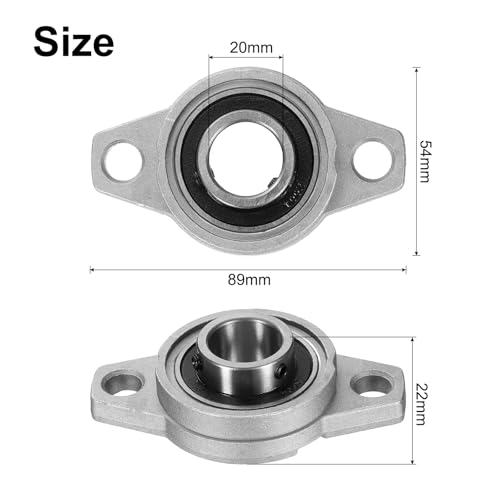 uxcell 2pcs KFL004 Pillow Block Bearings 20mm Bore Bearing Units Zinc Alloy Flange Mounted Bearing Housing, P6(ABEC3) - size: KFL004