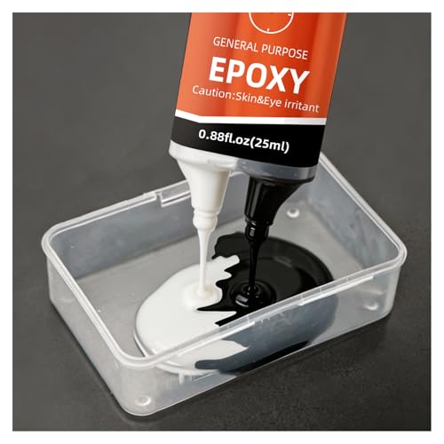Black and White 2-Part Epoxy AB Glue, 25ml (0.85 fl oz), 5 Minute Set High Strength Waterproof Crack Repair Adhesive for Automotive Industrial Metal Plastic Wood Ceramic