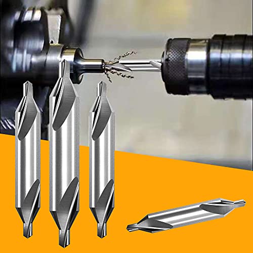 Aleric Center Drill Bits Set - High Speed Steel Center Drill Bit Countersink Tools for Lathe Metalworking, 7 pcs 60-Degree Angle Centering Drill in Size 1.0 1.5 2.0 2.5 3.0 4.0 5.0